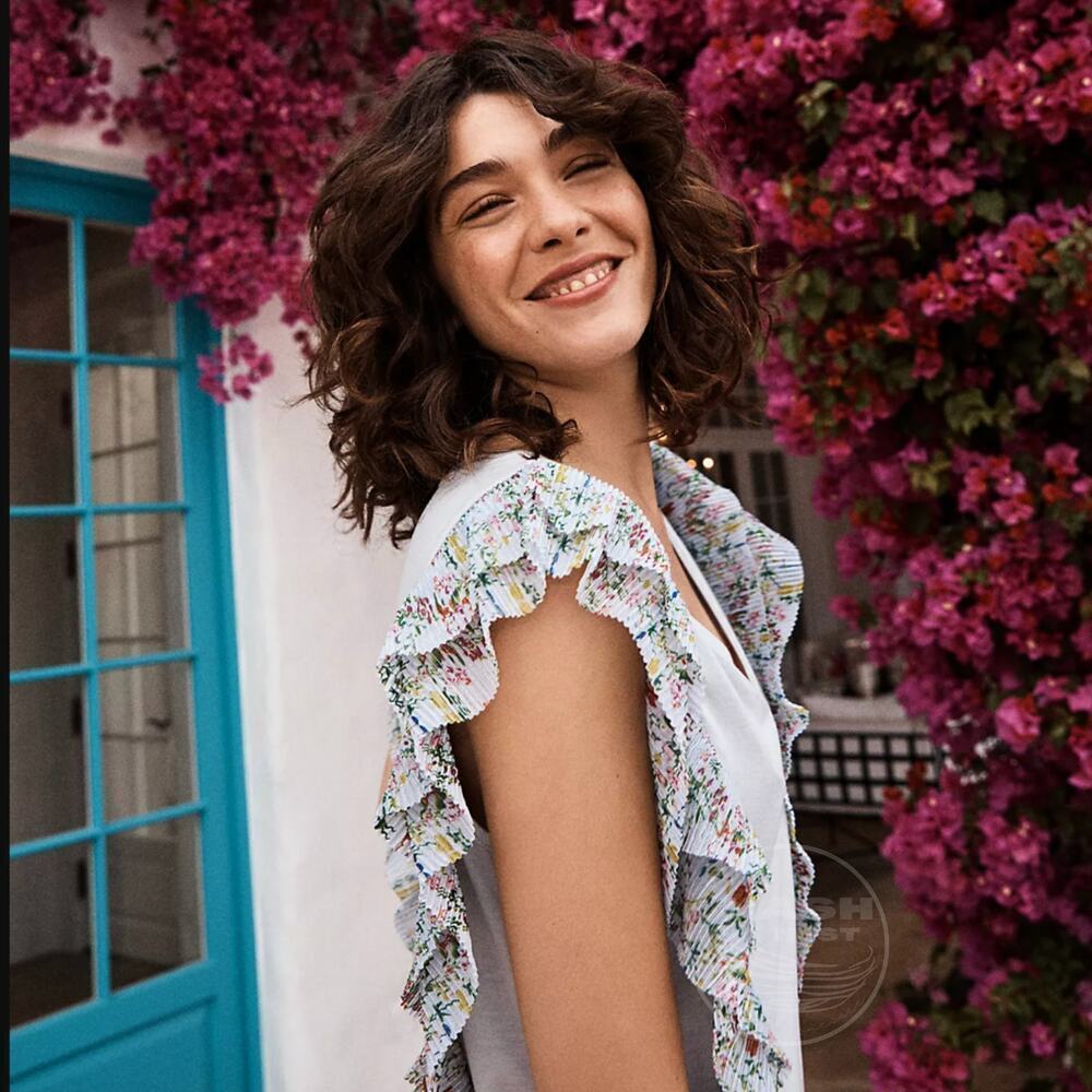 New Anthropologie Hybrid Flutter Sleeve V-Neck Top | Floral Pleated Sold Out NWT - Picture 4 of 4